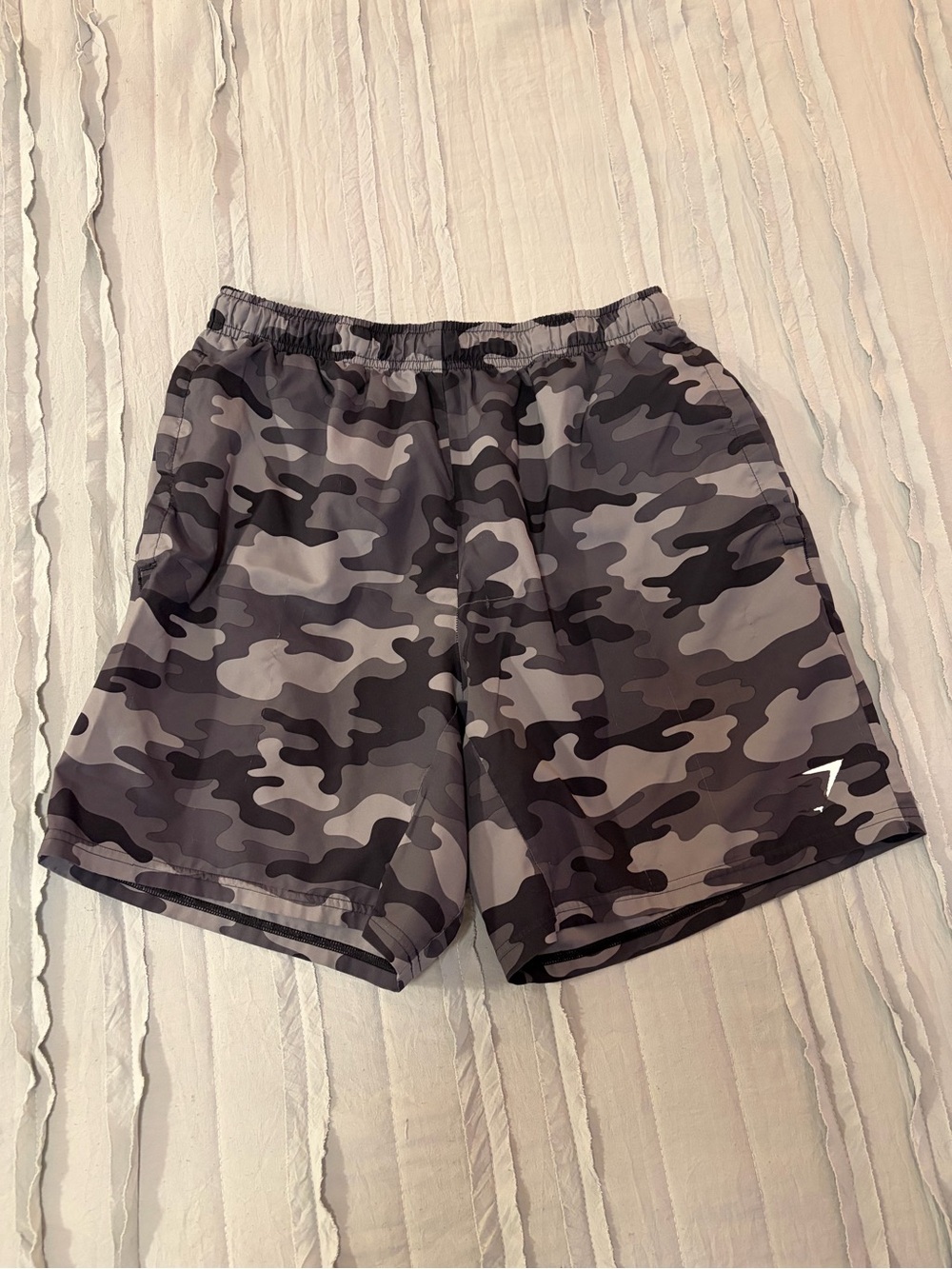 Gymshark Gray & Black Camo Training Shorts | Size S